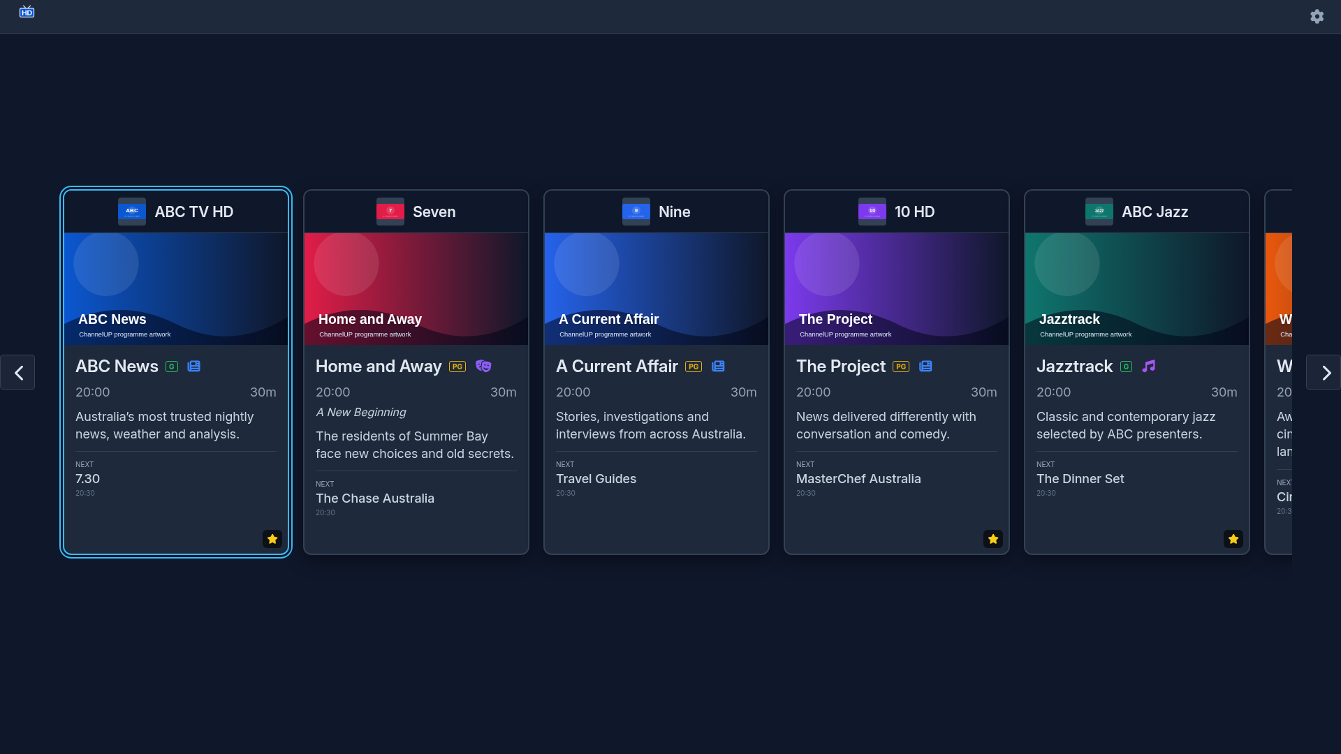 ChannelUP channel carousel overview