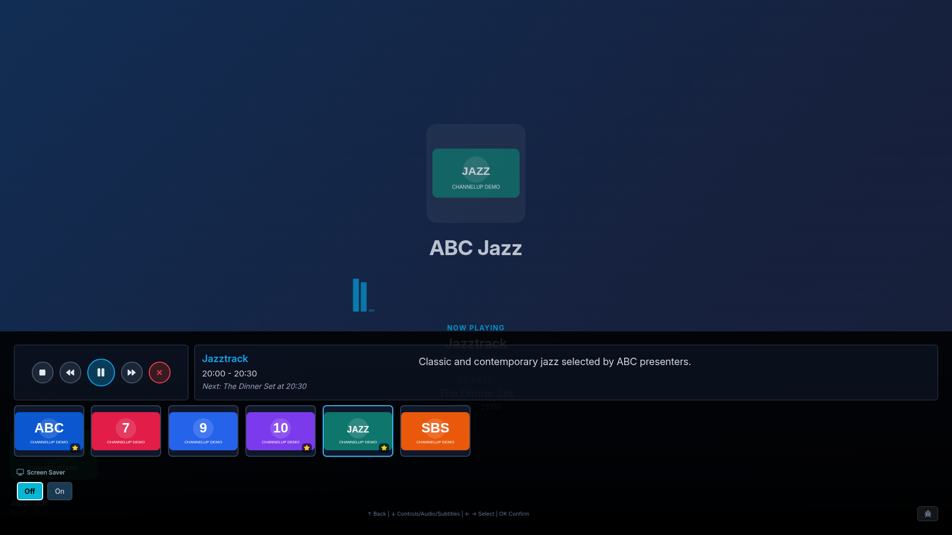 ChannelUP mini carousel during audio-only playback